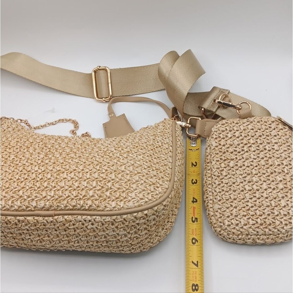 Urban Expressions Beige Woven Crossbody Bag Set - Picture 8 of 15